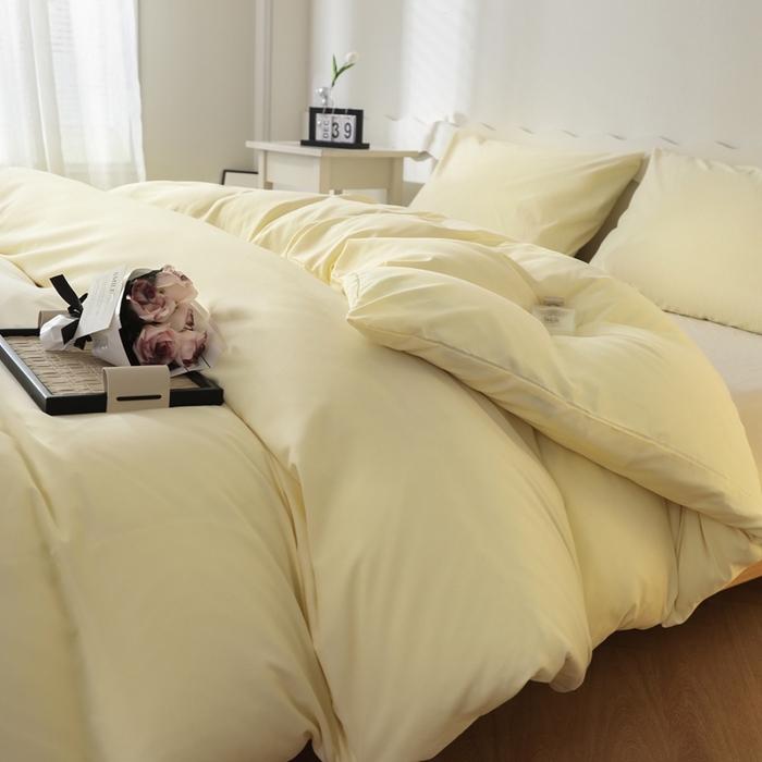 宇淳国际 2026新款纯色水洗棉单被套被套单件 奶黄