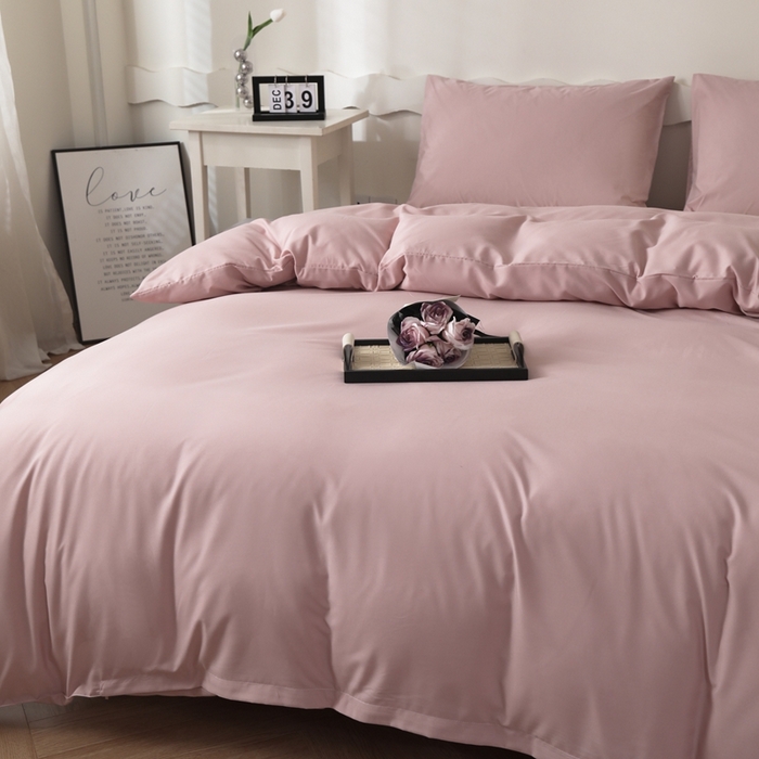 91家纺网 家纺一手货源 找家纺 宇淳国际 2026新款纯色水洗棉单被套被套单件 浅粉