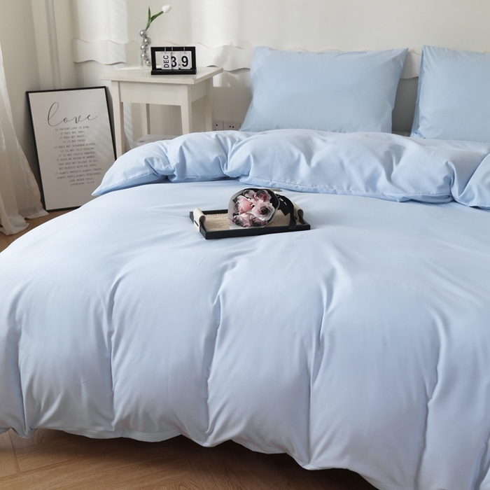 91家纺网 家纺一手货源 找家纺 宇淳国际 2026新款纯色水洗棉单被套被套单件 天蓝