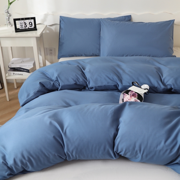 91家纺网 家纺一手货源 找家纺 宇淳国际 2026新款纯色水洗棉单被套被套单件 深蓝