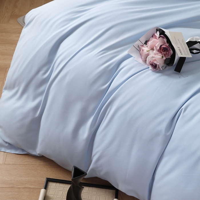 91家纺网 家纺一手货源 找家纺 宇淳国际 2026新款纯色水洗棉单被套被套单件 天蓝