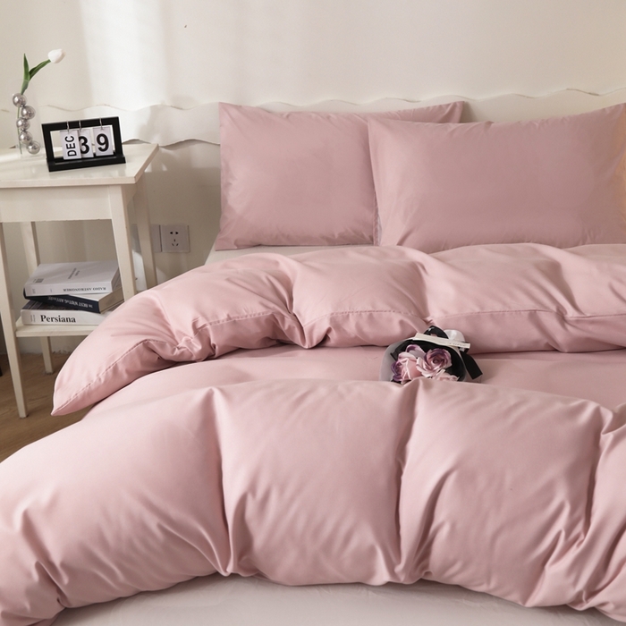 91家纺网 家纺一手货源 找家纺 宇淳国际 2026新款纯色水洗棉单被套被套单件 浅粉