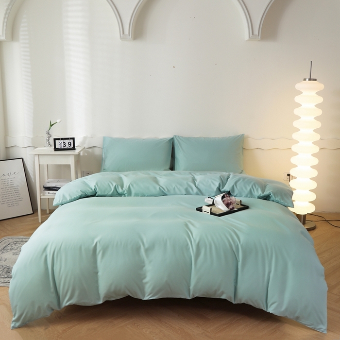 91家纺网 家纺一手货源 找家纺 宇淳国际 2026新款纯色水洗棉单被套被套单件 水绿