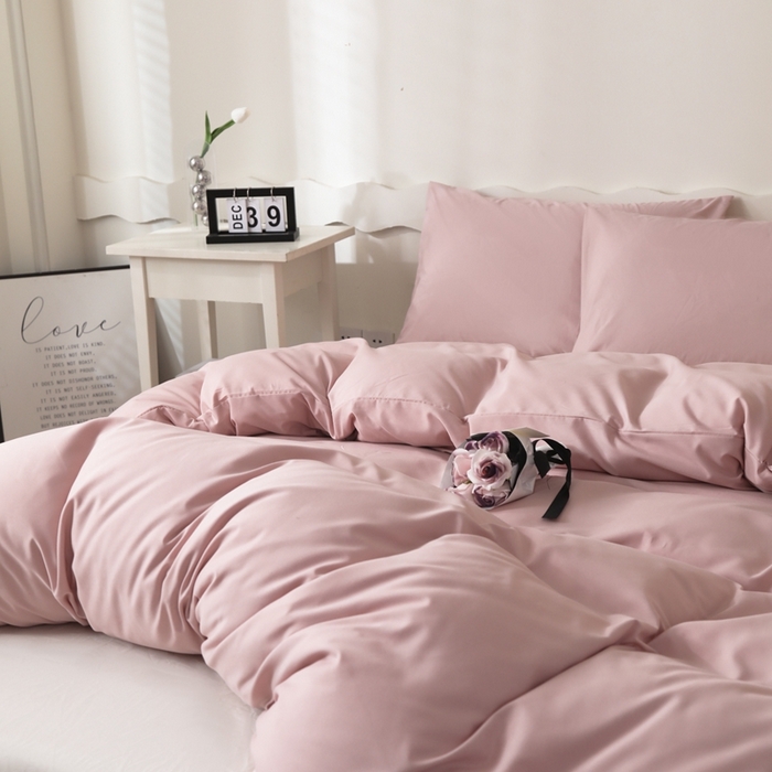 91家纺网 家纺一手货源 找家纺 宇淳国际 2026新款纯色水洗棉单被套被套单件 浅粉