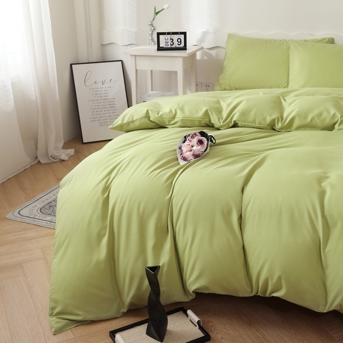 91家纺网 家纺一手货源 找家纺 宇淳国际 2026新款纯色水洗棉单被套被套单件 草绿