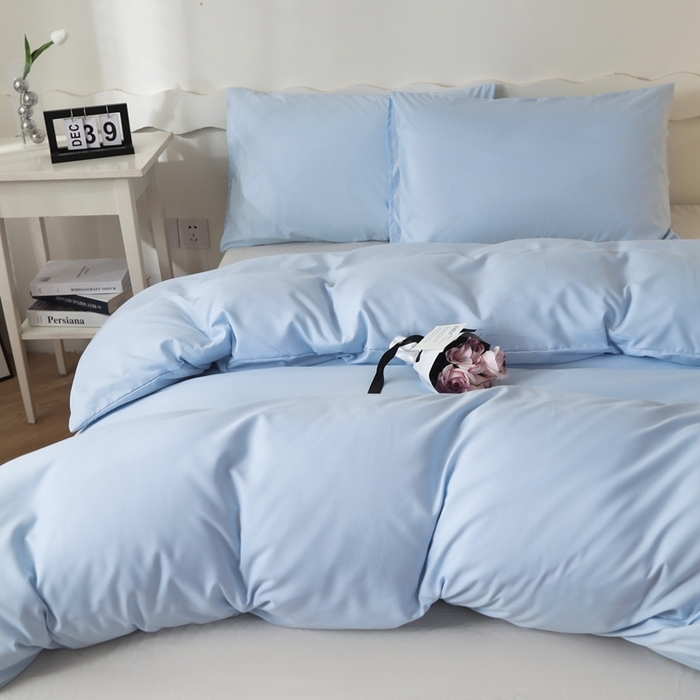 91家纺网 家纺一手货源 找家纺 宇淳国际 2026新款纯色水洗棉单被套被套单件 天蓝