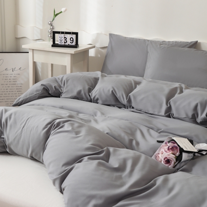 91家纺网 家纺一手货源 找家纺 宇淳国际 2026新款纯色水洗棉单被套被套单件 浅灰