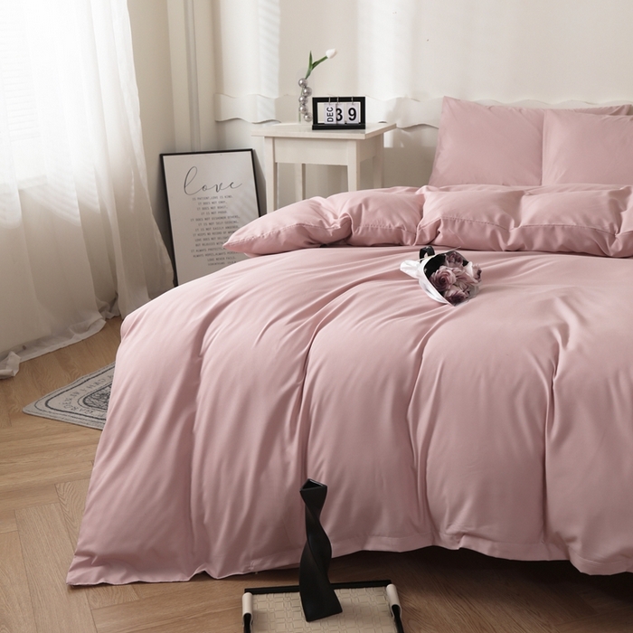 91家纺网 家纺一手货源 找家纺 宇淳国际 2026新款纯色水洗棉单被套被套单件 浅粉