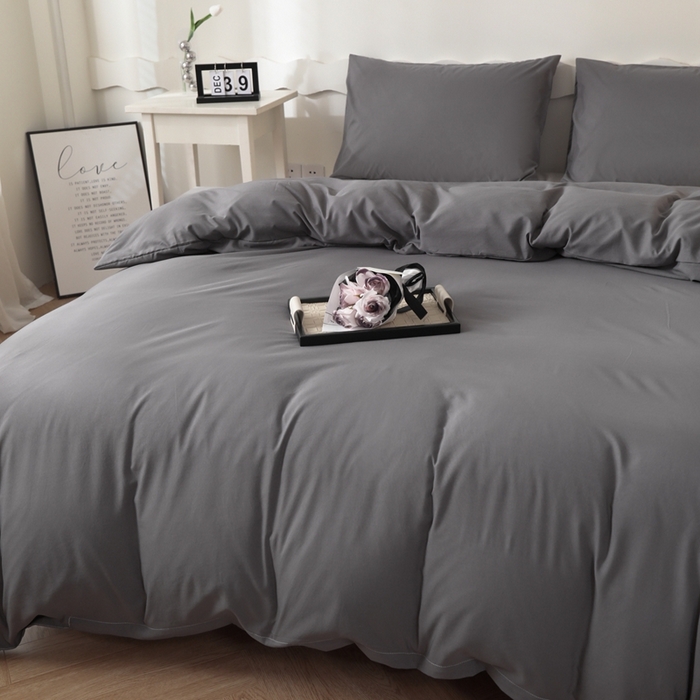 91家纺网 家纺一手货源 找家纺 宇淳国际 2026新款纯色水洗棉单被套被套单件 深灰