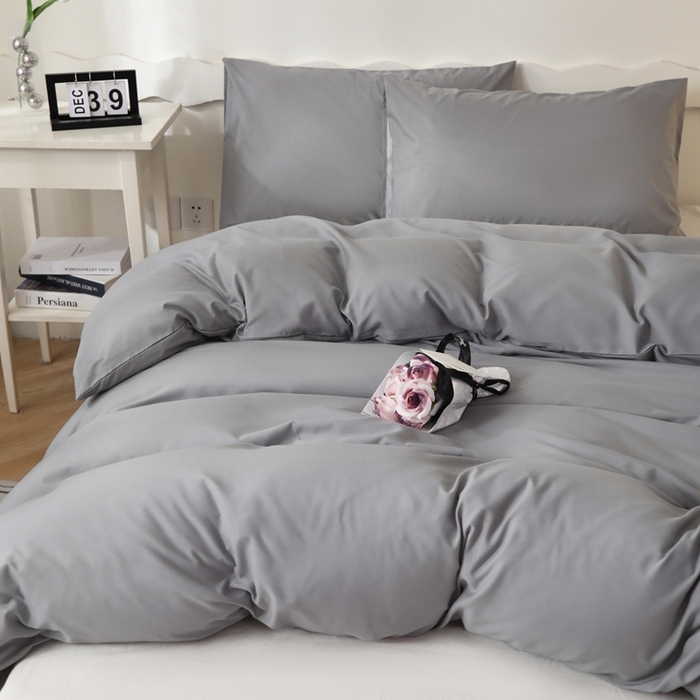 91家纺网 家纺一手货源 找家纺 宇淳国际 2026新款纯色水洗棉单被套被套单件 浅灰