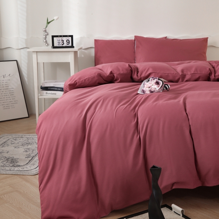 91家纺网 家纺一手货源 找家纺 宇淳国际 2026新款纯色水洗棉单被套被套单件 深豆沙