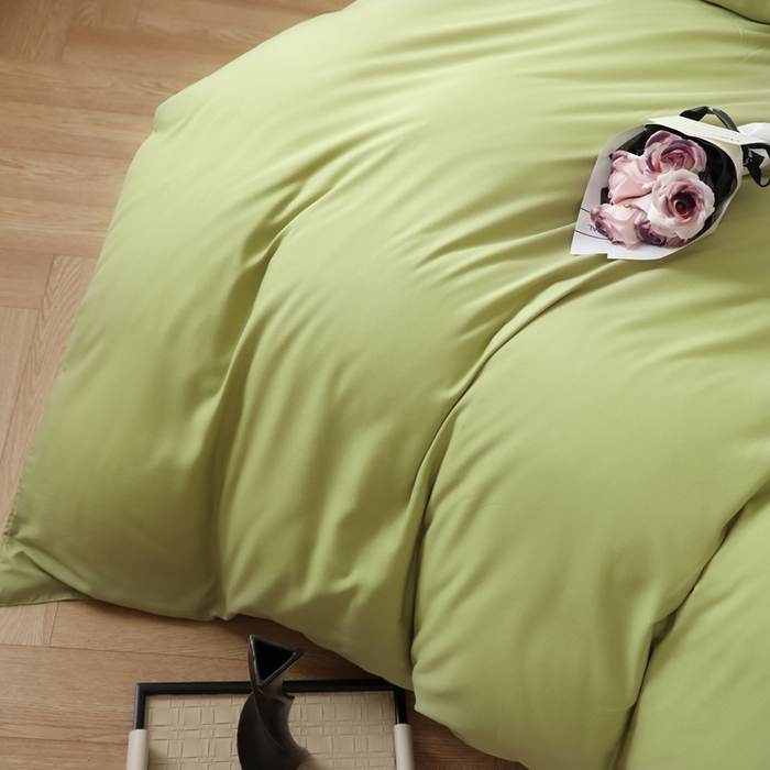 91家纺网 家纺一手货源 找家纺 宇淳国际 2026新款纯色水洗棉单被套被套单件 草绿