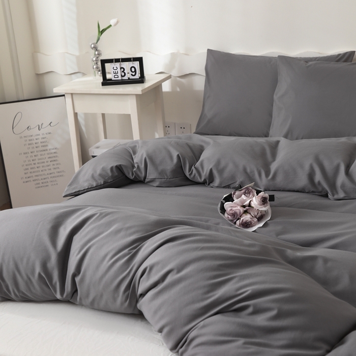 91家纺网 家纺一手货源 找家纺 宇淳国际 2026新款纯色水洗棉单被套被套单件 深灰