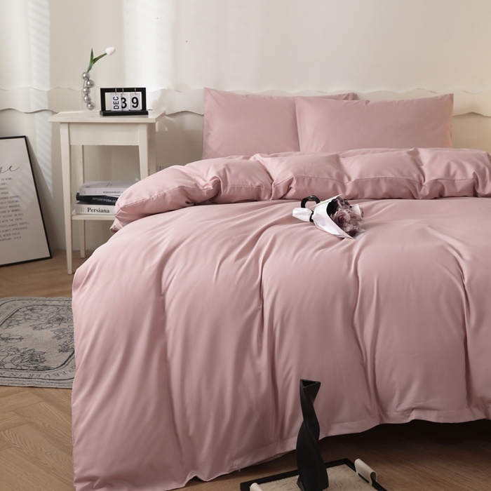 91家纺网 家纺一手货源 找家纺 宇淳国际 2026新款纯色水洗棉单被套被套单件 浅粉