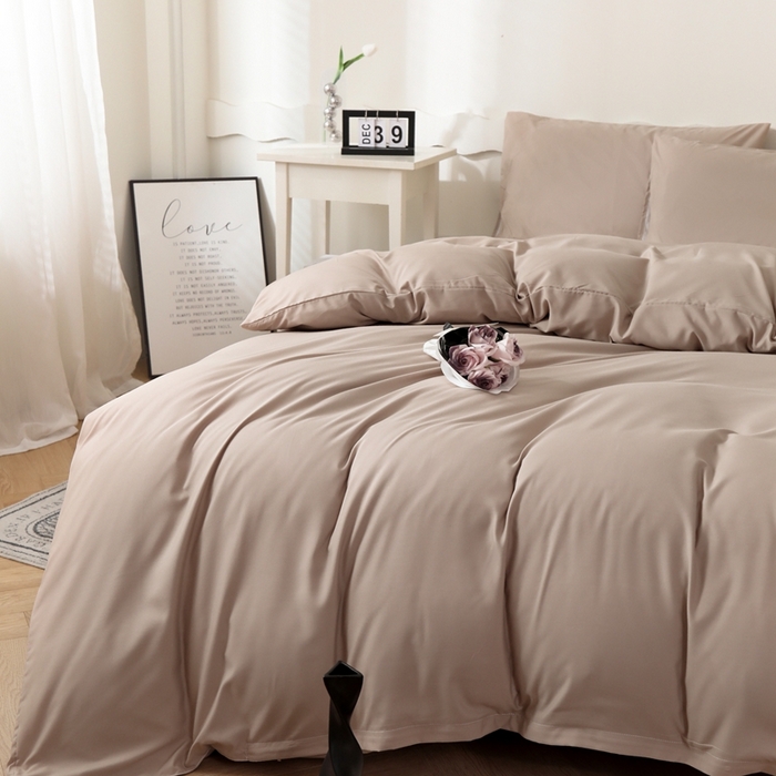 91家纺网 家纺一手货源 找家纺 宇淳国际 2026新款纯色水洗棉单被套被套单件 卡其