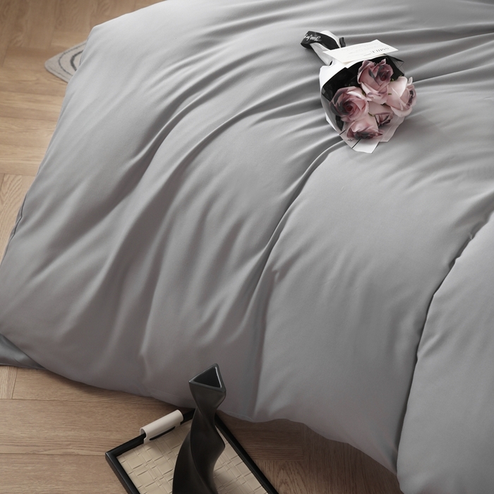 91家纺网 家纺一手货源 找家纺 宇淳国际 2026新款纯色水洗棉单被套被套单件 浅灰