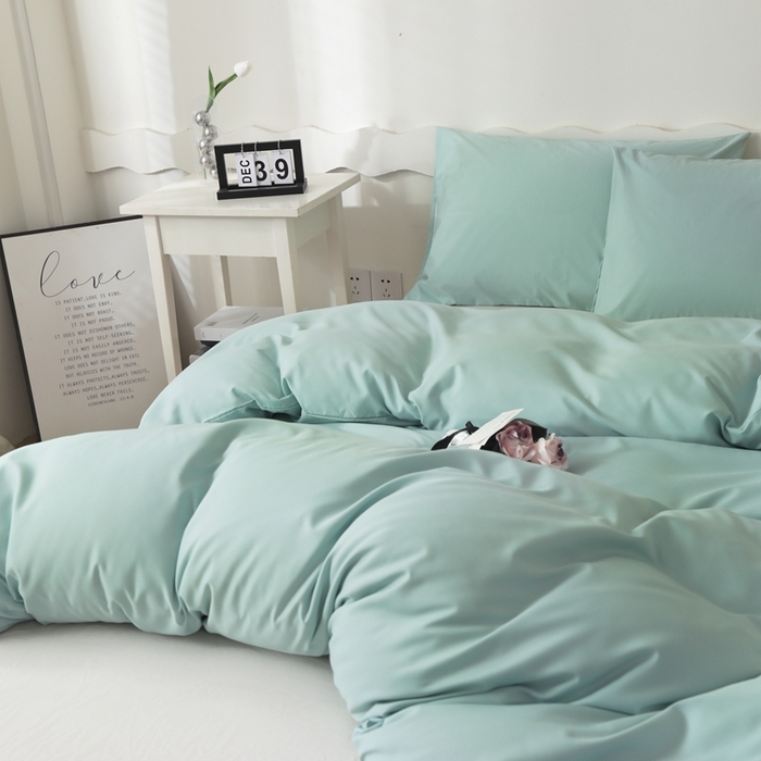 91家纺网 家纺一手货源 找家纺 宇淳国际 2026新款纯色水洗棉单被套被套单件 水绿