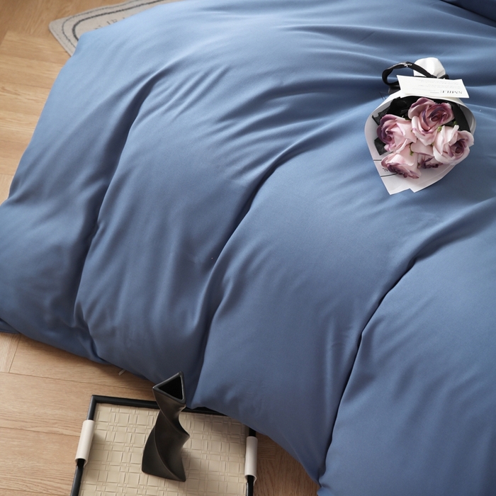 91家纺网 家纺一手货源 找家纺 宇淳国际 2026新款纯色水洗棉单被套被套单件 深蓝