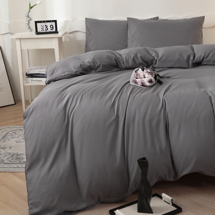 91家纺网 家纺一手货源 找家纺 宇淳国际 2026新款纯色水洗棉单被套被套单件 深灰