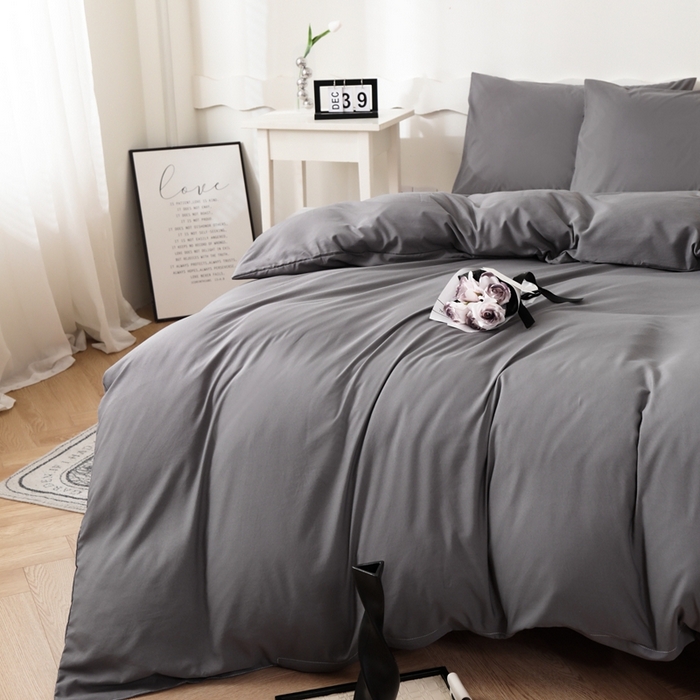 91家纺网 家纺一手货源 找家纺 宇淳国际 2026新款纯色水洗棉单被套被套单件 深灰
