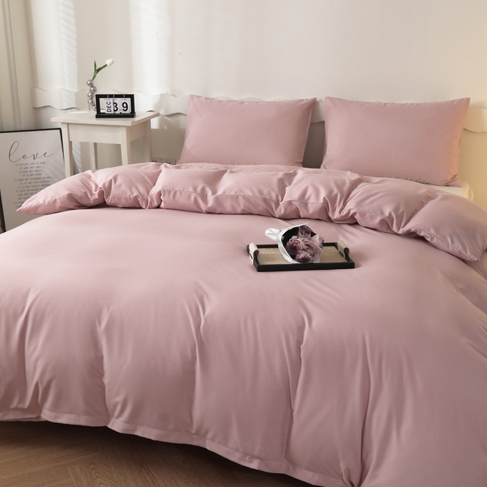 91家纺网 家纺一手货源 找家纺 宇淳国际 2026新款纯色水洗棉单被套被套单件 浅粉