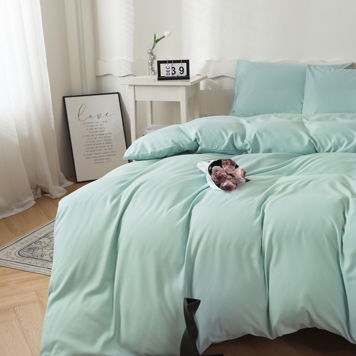 91家纺网 家纺一手货源 找家纺 宇淳国际 2026新款纯色水洗棉单被套被套单件 水绿