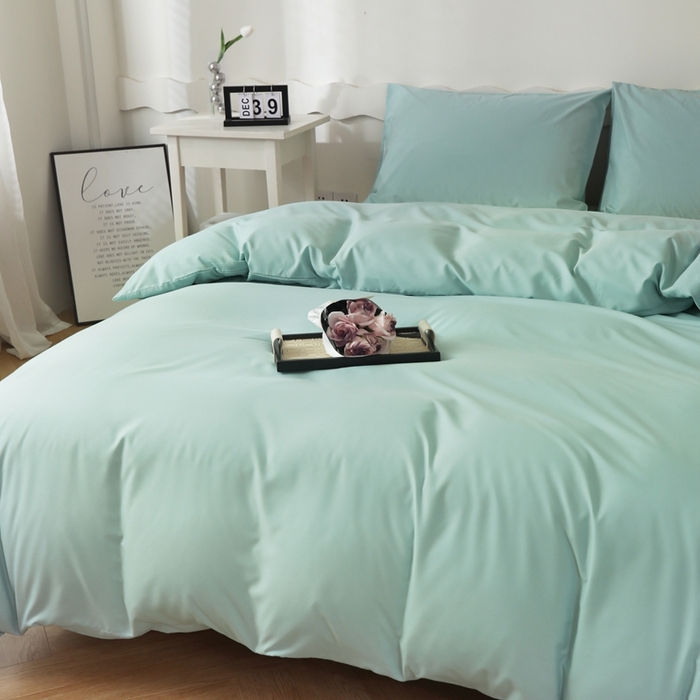 91家纺网 家纺一手货源 找家纺 宇淳国际 2026新款纯色水洗棉单被套被套单件 水绿