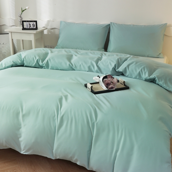 91家纺网 家纺一手货源 找家纺 宇淳国际 2026新款纯色水洗棉单被套被套单件 水绿