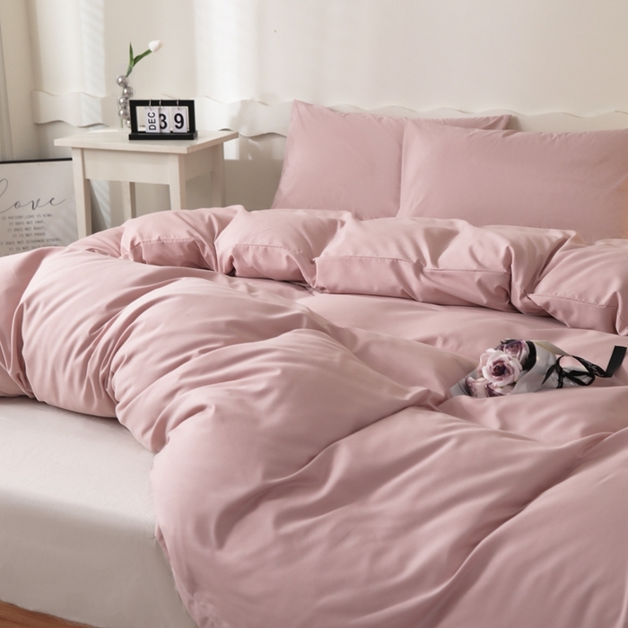 91家纺网 家纺一手货源 找家纺 宇淳国际 2026新款纯色水洗棉单被套被套单件 浅粉