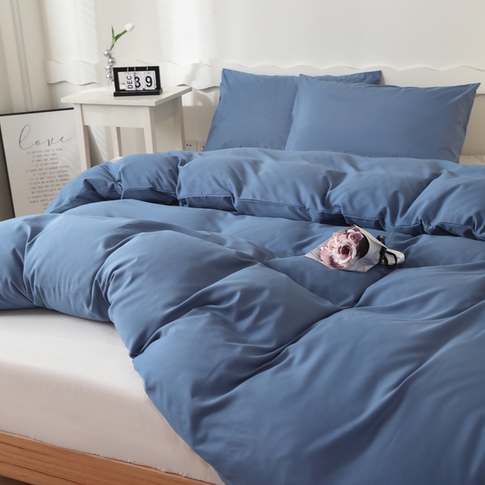 91家纺网 家纺一手货源 找家纺 宇淳国际 2026新款纯色水洗棉单被套被套单件 深蓝