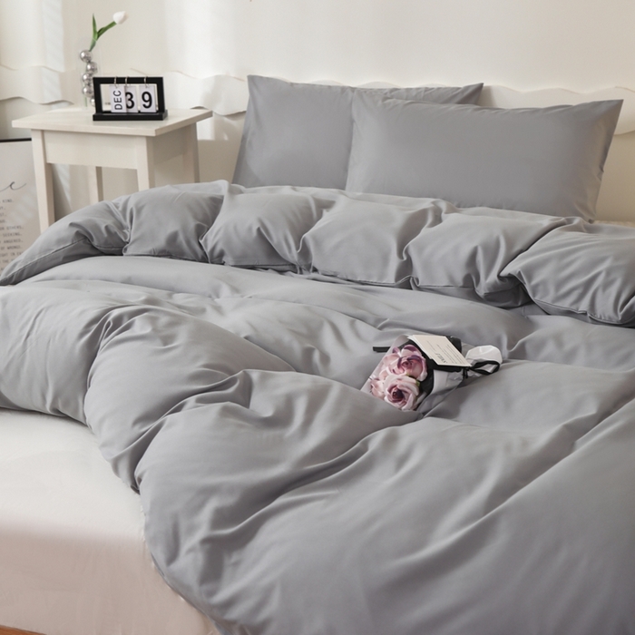91家纺网 家纺一手货源 找家纺 宇淳国际 2026新款纯色水洗棉单被套被套单件 浅灰