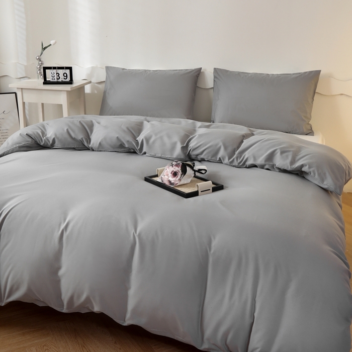 91家纺网 家纺一手货源 找家纺 宇淳国际 2026新款纯色水洗棉单被套被套单件 浅灰