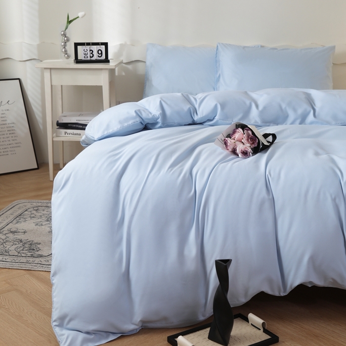 91家纺网 家纺一手货源 找家纺 宇淳国际 2026新款纯色水洗棉单被套被套单件 天蓝