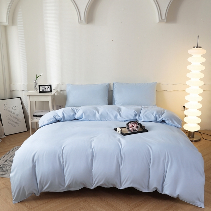 91家纺网 家纺一手货源 找家纺 宇淳国际 2026新款纯色水洗棉单被套被套单件 天蓝