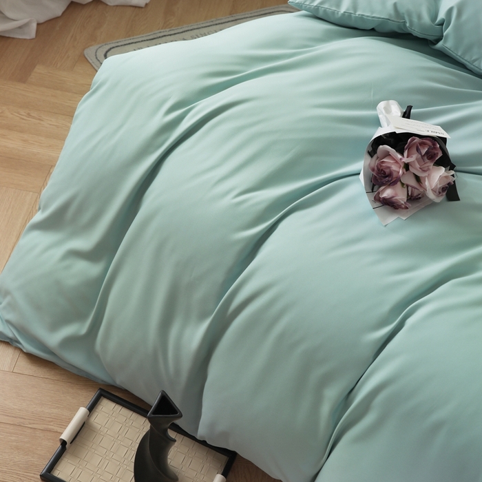 91家纺网 家纺一手货源 找家纺 宇淳国际 2026新款纯色水洗棉单被套被套单件 水绿