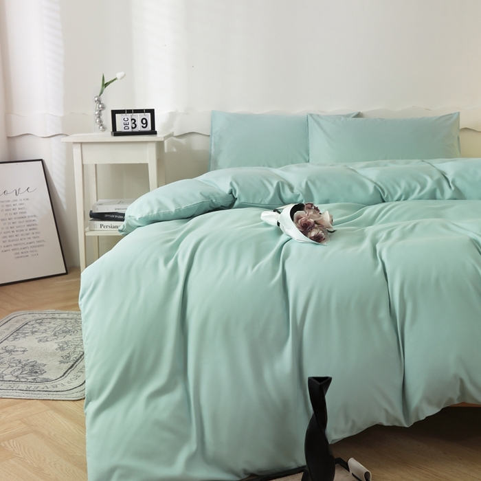 91家纺网 家纺一手货源 找家纺 宇淳国际 2026新款纯色水洗棉单被套被套单件 水绿