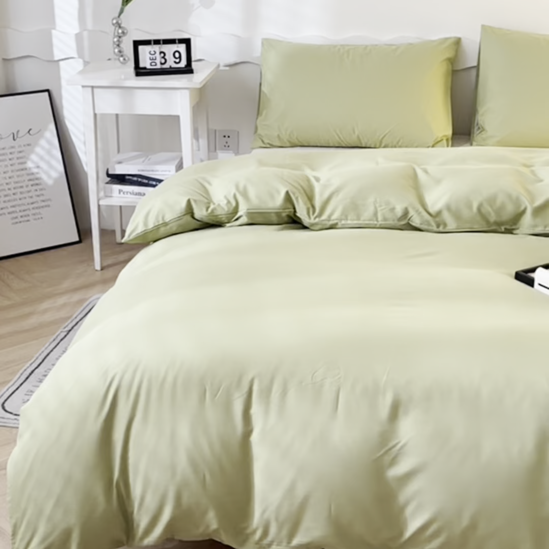 91家纺网 家纺一手货源 找家纺 宇淳国际 2026新款纯色水洗棉单被套被套单件 草绿