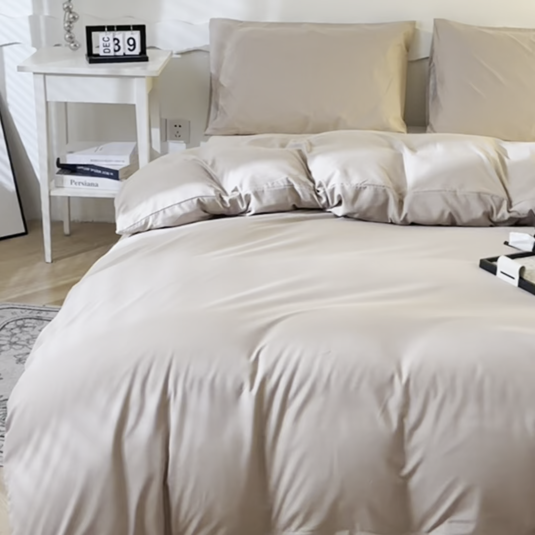 91家纺网 家纺一手货源 找家纺 宇淳国际 2026新款纯色水洗棉单被套被套单件 卡其