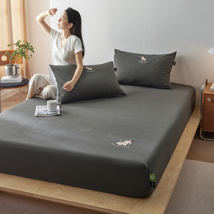 （总）卡姿家纺 2026春夏全棉色织水洗棉文艺时尚床笠三件套