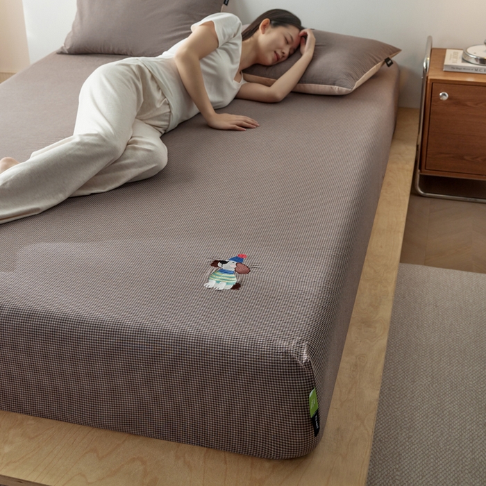 卡姿家纺 2026春夏全棉色织水洗棉文艺时尚床笠三件套 床笠-小狗旺福