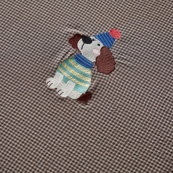 91家纺网 家纺一手货源 找家纺 卡姿家纺 2026春夏全棉色织水洗棉文艺时尚床笠三件套 床笠-小狗旺福