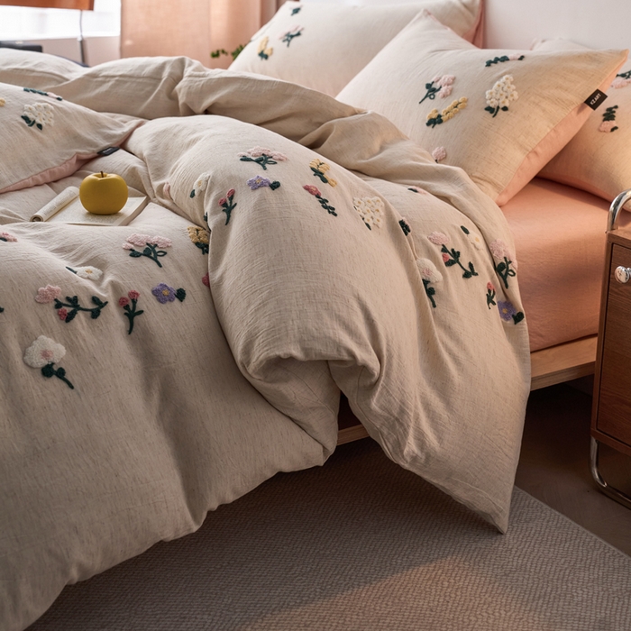 91家纺网 家纺一手货源 找家纺 （总）卡姿家纺 2026春夏天丝棉麻裸感超柔系列四件套-紫茉