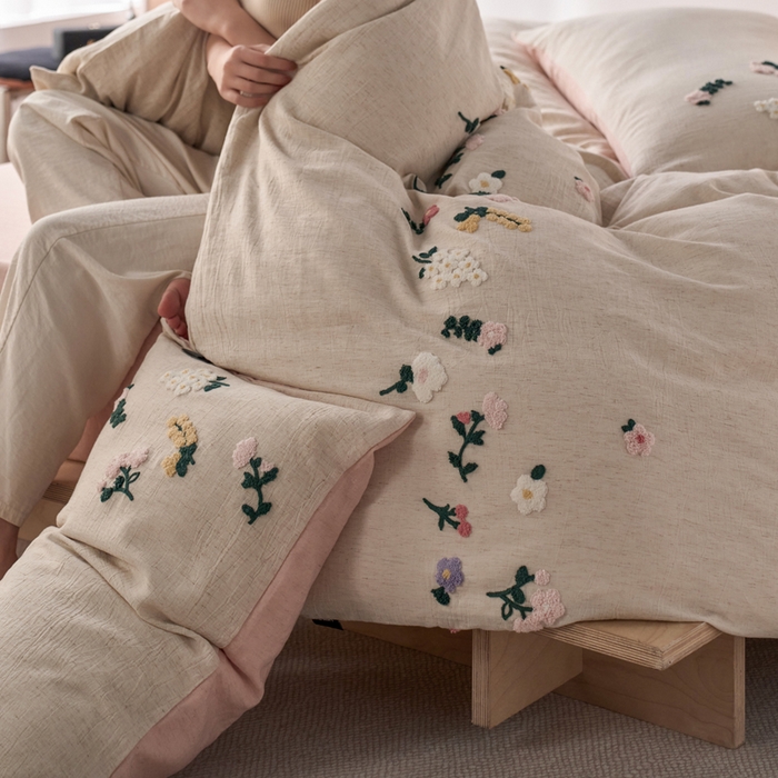 91家纺网 家纺一手货源 找家纺 （总）卡姿家纺 2026春夏天丝棉麻裸感超柔系列四件套-紫茉