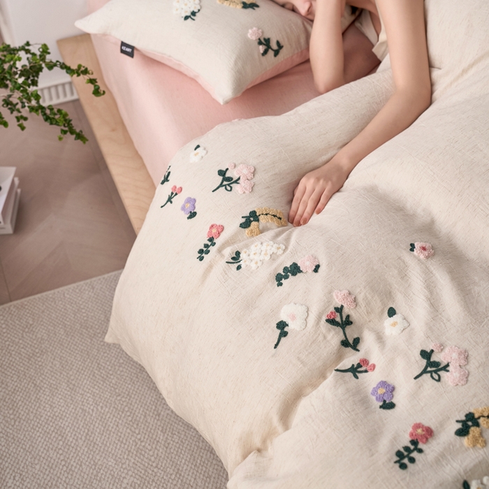 91家纺网 家纺一手货源 找家纺 （总）卡姿家纺 2026春夏天丝棉麻裸感超柔系列四件套-紫茉