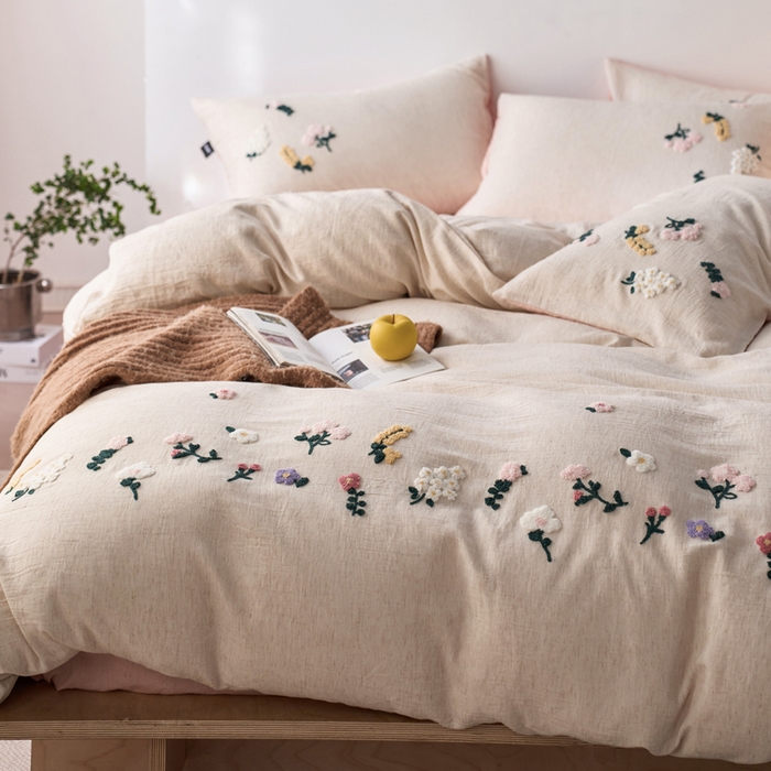 91家纺网 家纺一手货源 找家纺 （总）卡姿家纺 2026春夏天丝棉麻裸感超柔系列四件套-紫茉