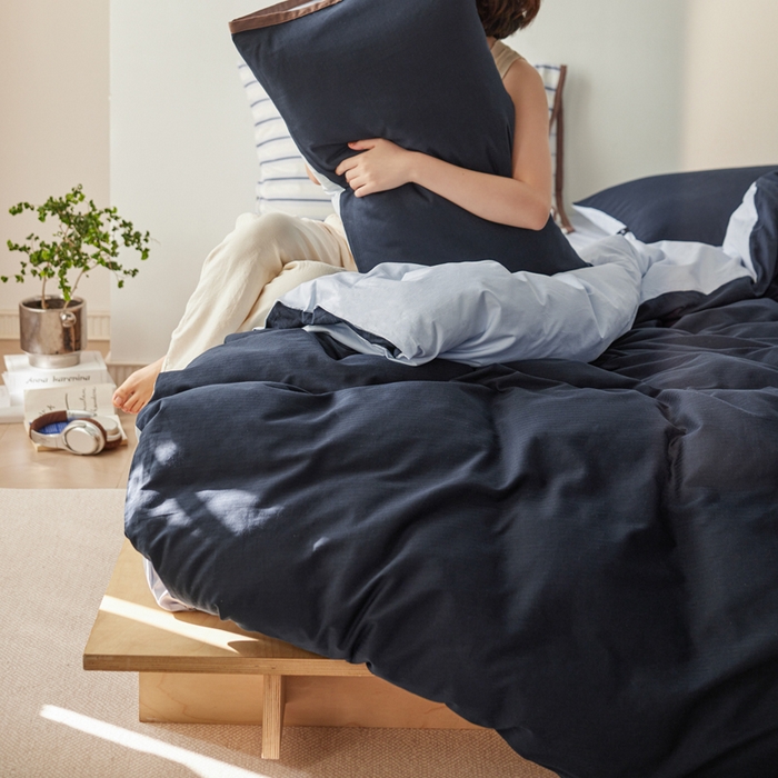 91家纺网 家纺一手货源 找家纺 （总）卡姿家纺 2026春夏全棉人字纹小提花拼色系列四件套