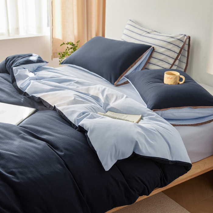 （总）卡姿家纺 2026春夏全棉人字纹小提花拼色系列四件套