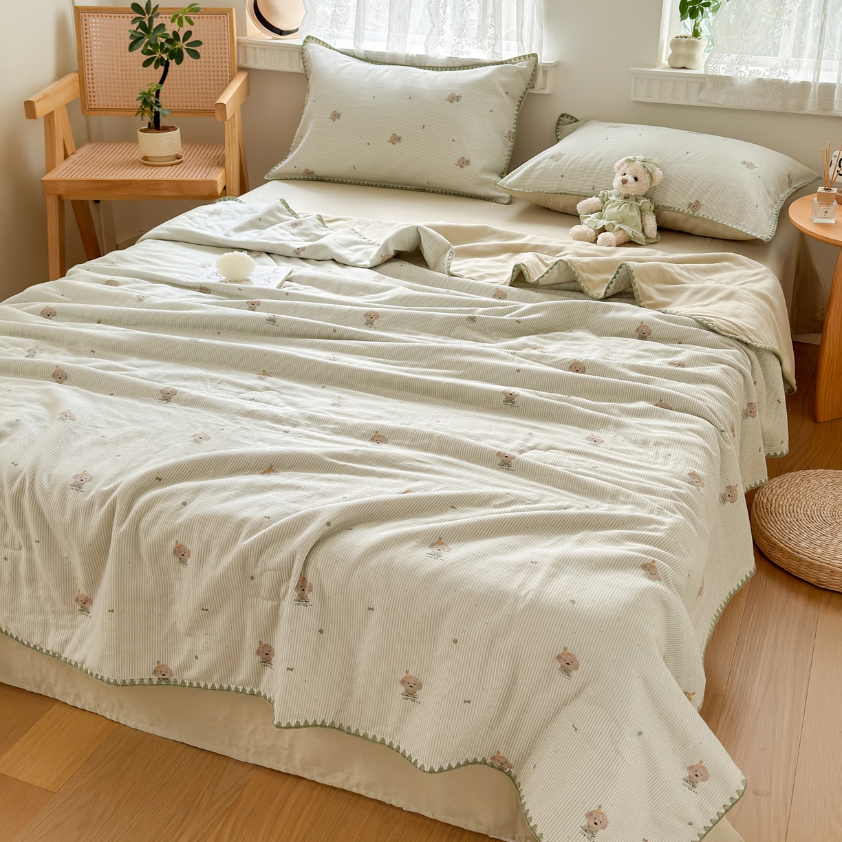 91家纺网 家纺一手货源 找家纺 雯雨家纺 2026新款全棉双层纱新疆棉花夏被空调被被子被芯 布叮狗