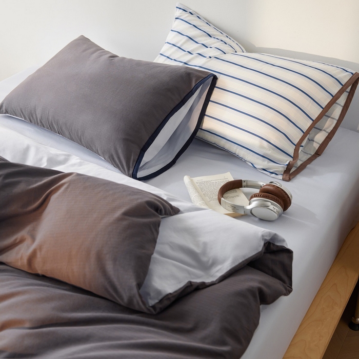 卡姿家纺 2026春夏全棉人字纹小提花拼色系列四件套 人字纹炭灰