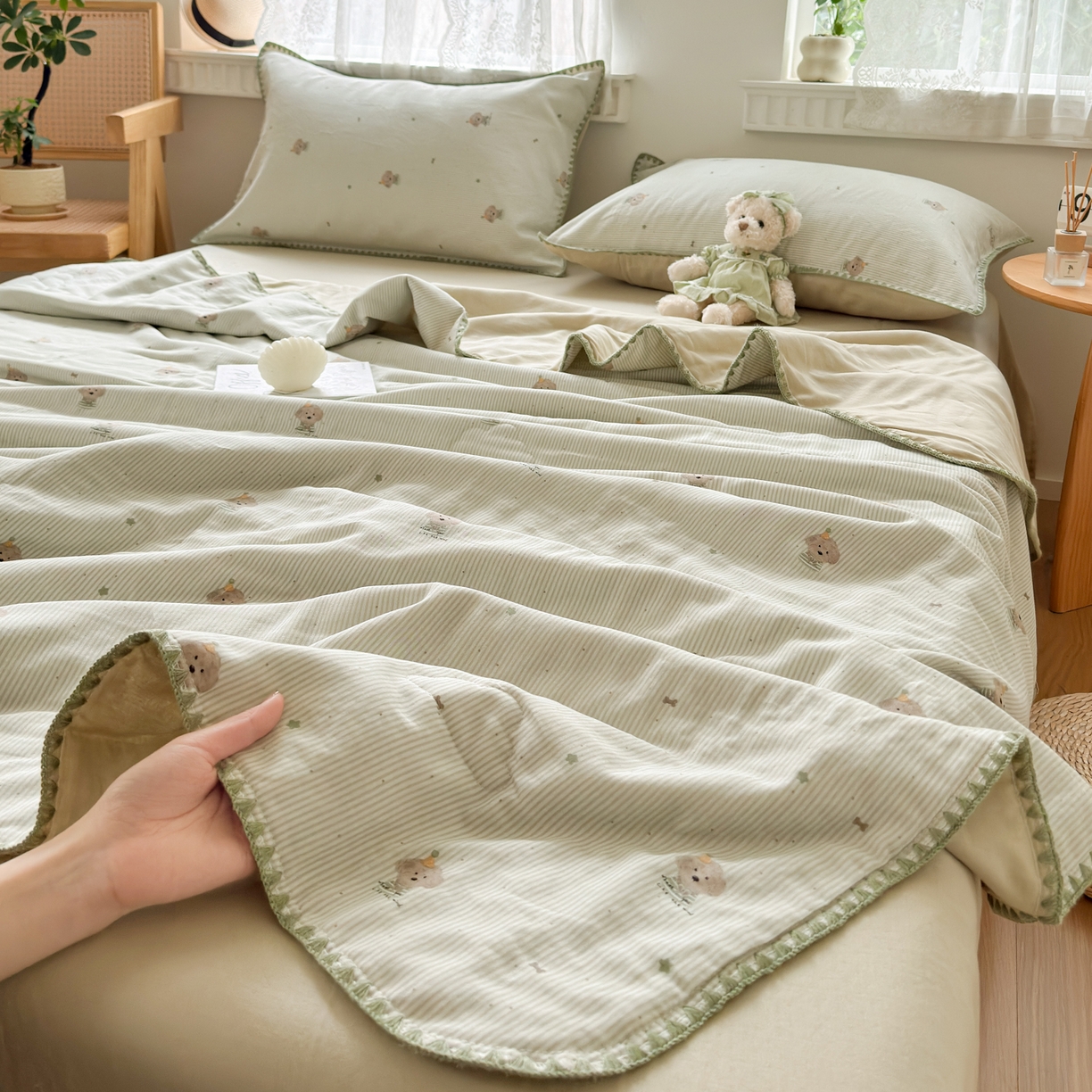 91家纺网 家纺一手货源 找家纺 雯雨家纺 2026新款全棉双层纱新疆棉花夏被空调被被子被芯 布叮狗